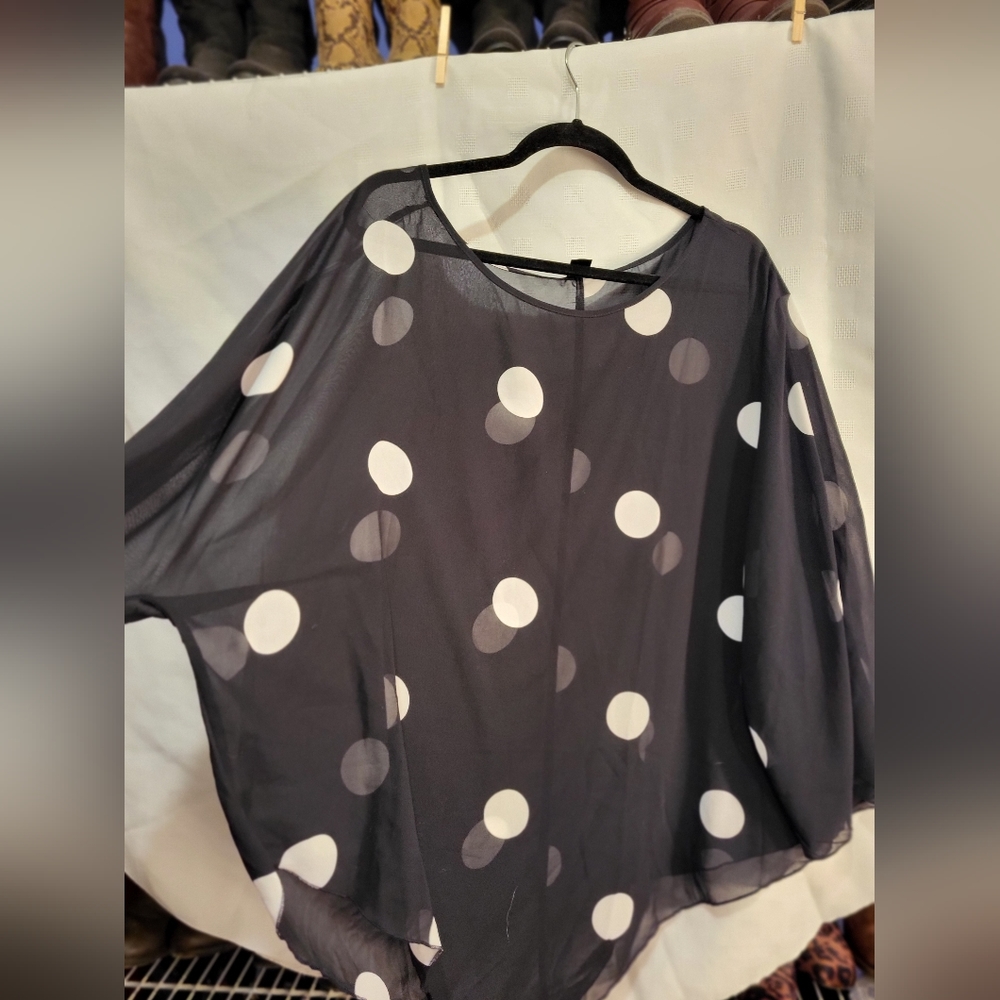 Shein sheer printed front blouse